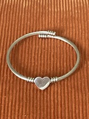 Letter Initial J Monogram Bracelet Silvertone Cable Style Bracelet Heart Charm