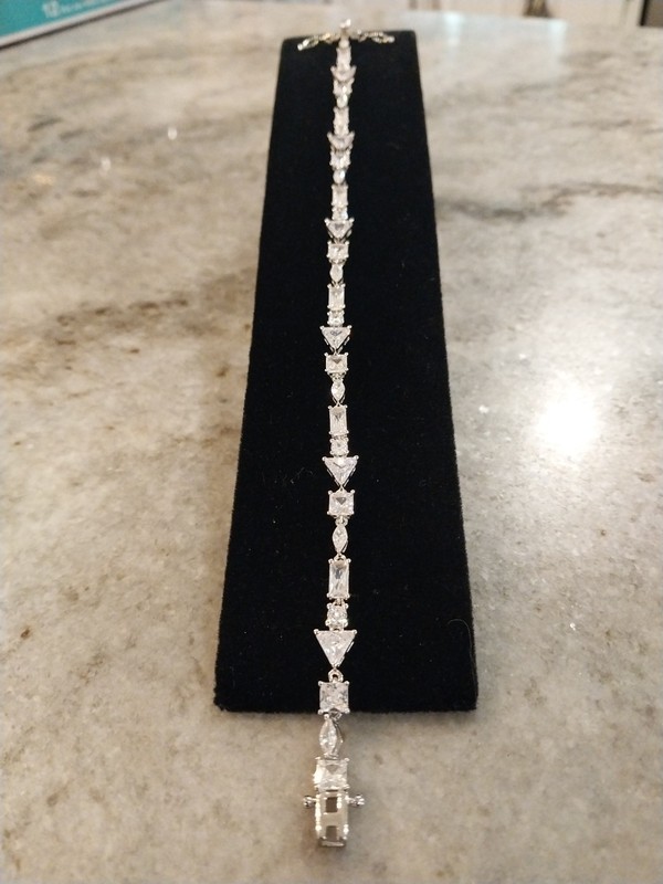 Lustro Stella Finest CZ Mixed Shapes Bracelet in Rhodium Over Sterling Silver (8 gallery