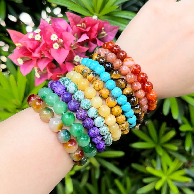 8-10mm Stretchy Stone Bracelets Assorted Natural Gemstone Beads Healing Reiki gallery