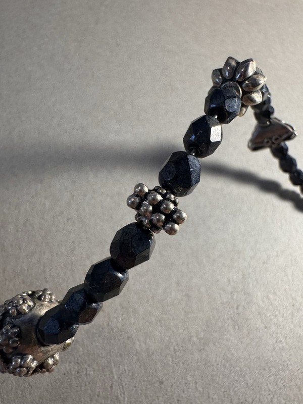 Blackstone Silvertone Black Bead Wrap Bracelet gallery