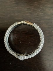 Iced Out Silver Color Nail Head Bracelet , Hinged Great Mothers Day Gift