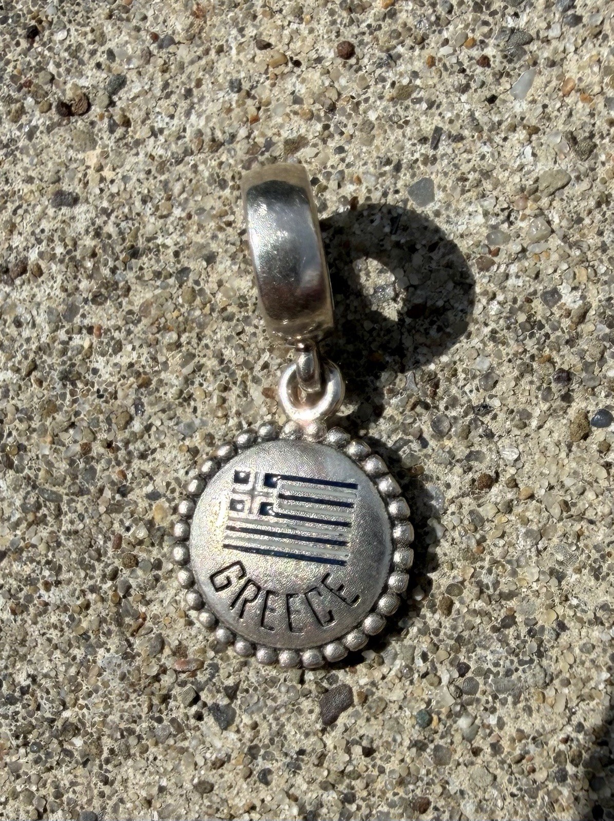Pandora Sterling Silver Greece Greek Flag Exclusive Dangle Charm gallery