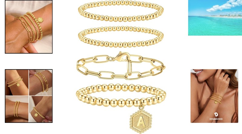 Stackable Beaded Gold Bracelets for Women - Stylish, Comfortable, Trendy gallery