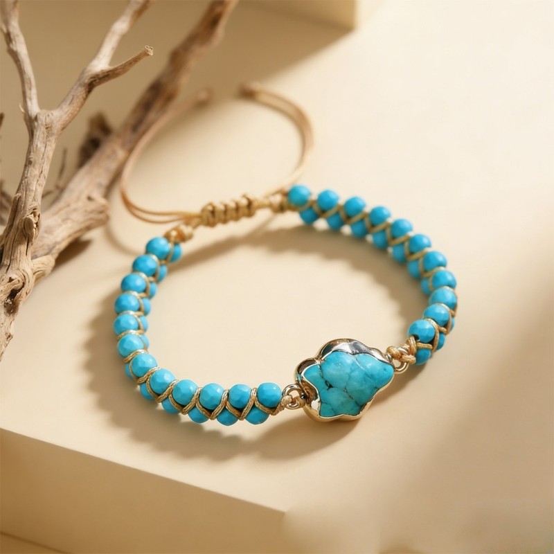 Turquoise Stone Bracelet Handmade Healing Meditation Women Men Bracelet Gift gallery