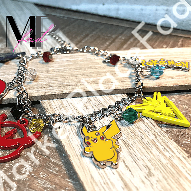 Pokemon GO Charm Bracelet Lobster Claw Closure Fashion Vintage Jewelry GIFT BOX gallery