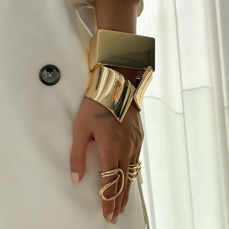 Alloy Open Cuff Bangle Bracelet Irregular Chunky Wide Silver Gold Tone Jewelry gallery
