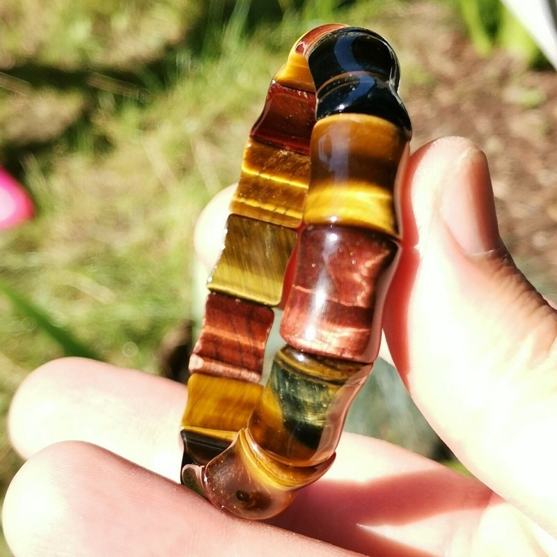 Natural Blue Red Yellow Tiger's Eye Bracelet Genuine Gemstone Crystal Healing gallery