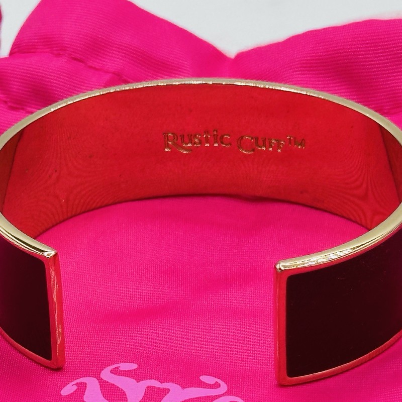 Rustic Cuff Burgundy Enamel Quote Cuff Bracelet Gold Tone Motivational gallery