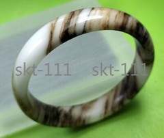 56-64mm Grade A Natural Brown White Jade Hand-Carved Wide Bracelet China Jade
