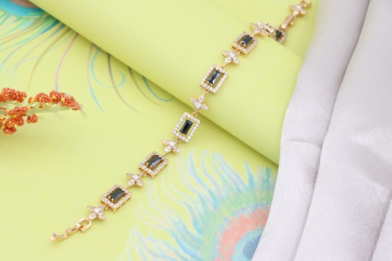 Elegant Rose Gold Plated Bracelet with Black Stones and Star Accents, XPBL0694 gallery