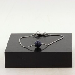 Bracelet Stainless Steel 1 Pearl Lapis Lazuli From Pakistan Quality 5A 0 5/16in