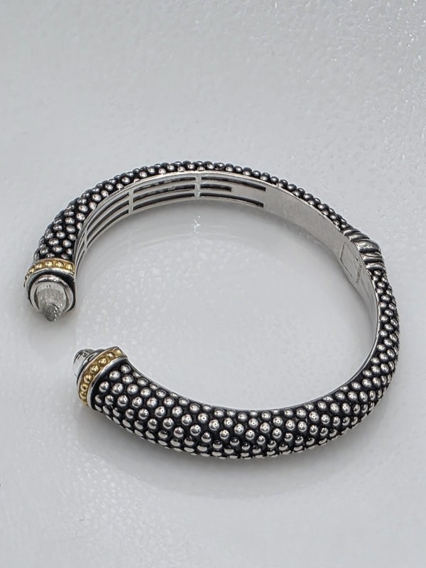 DSMK 925 STERLING SILVER 2 TONE CUFF BRACELET CZ gallery