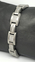 BLACK JACK Men Solid Stainless Steel Heavy strong prong CZ Matt Tennis Bracelet