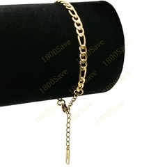 Designer Inspired 18K Yellow Gold Filled Figaro Chain Bracelet 6+2inch extender