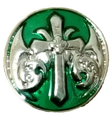 CROSS GREEN & SILVER 18mm/20mm GINGER SNAP BUTTON POPPER FOR NOOSA JEWELRY USA