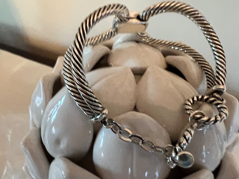 Ladies Silver Tone Crystal Toggle Link Bracelet gallery