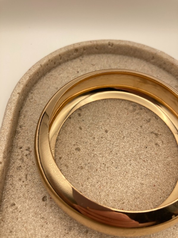 Gold Tone Domed Bangle Bracelet Wide Polished Couture Glossy Statement Chunky gallery