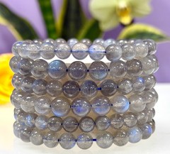 Wholesale 6 Pcs Natural Labradorite Bracelet 8mm 7.5” Healing Crystal Natural