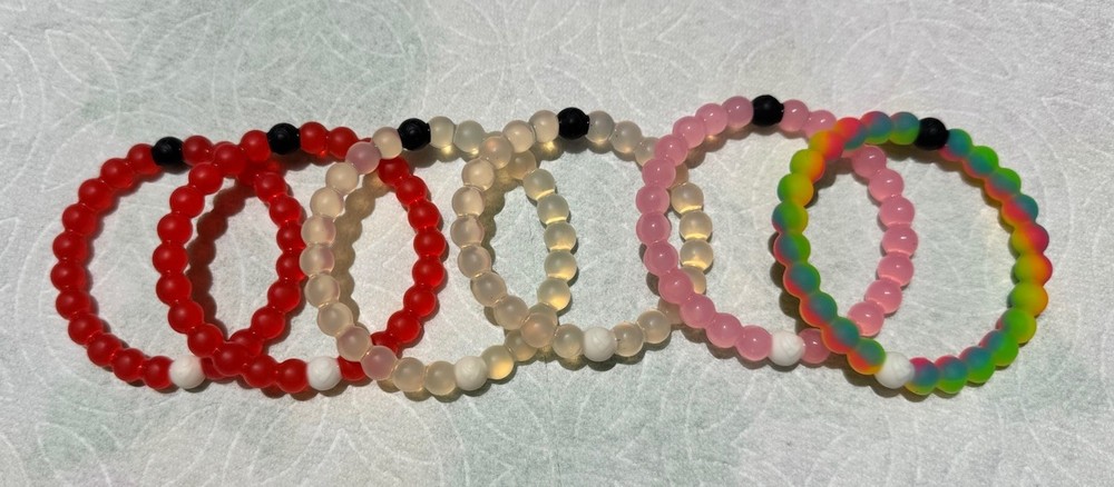 Lokai Bracelets Sz Small 6" Red Rainbow Clear Pink Lot of 6