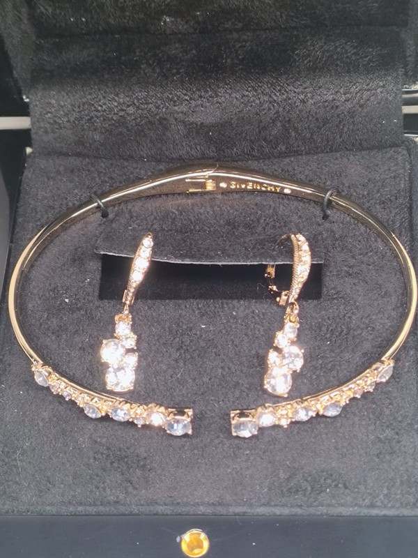 Givenchy Silver-Tone Cluster Cuff Bangle Bracelet & Earrings Set gallery