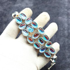 Mystic Topaz Gemstone Adjustable Bracelet, 925 Sterling Silver Handmade Jewelry.