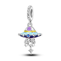 European 925 Silver CZ DIY Charm Space Universe Love Pendant fit Women Bracelet