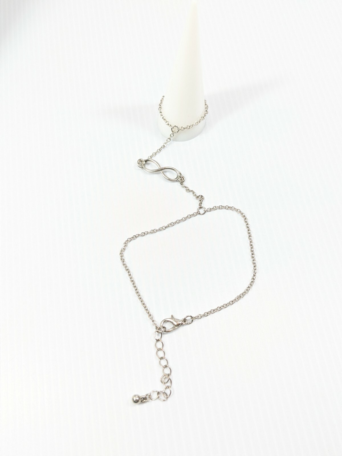 Silver Tone Infinity Charm Chain Bracelet Ring Set 9 Inches Size 13 Ring gallery