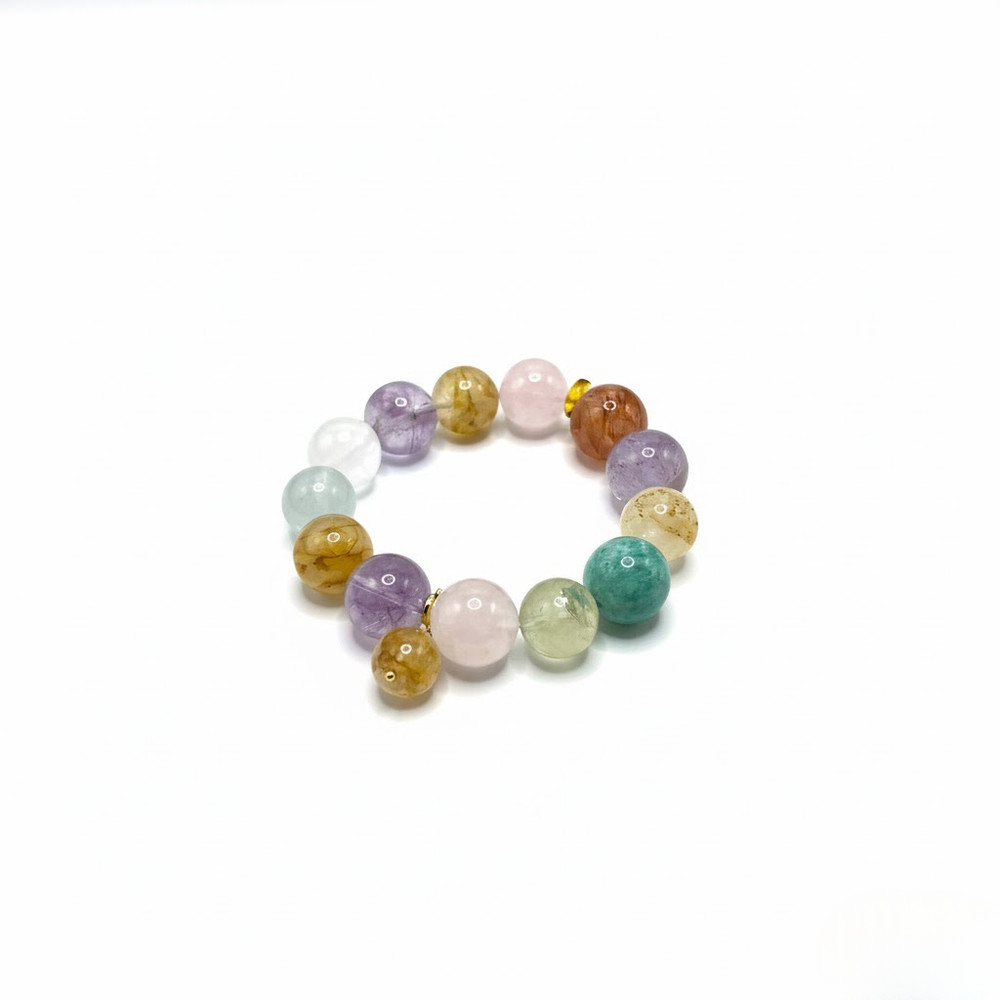 Natural Large Multi Gemstone Bracelet 14-16mm Beads Handmade Luxury Jewelry gift