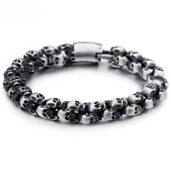 NEW HEAVY Mens 316L Stainless Steel Bracelet Gothic Skull Link Wristband Jewelry
