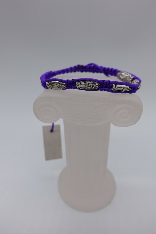 macrame purple cord St Benedict medals adjustable bracelet gallery