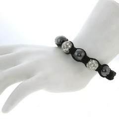 Stunning 10MM Black and White Color Beaded Adjustable Bracelet