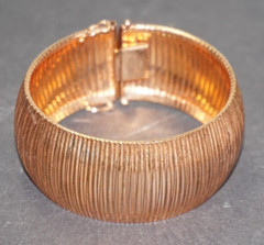 Vintage Milor Bronze Copper Toned 1 1/8″ Wide Bracelet 7 3/8″ Long Hinged Bangle