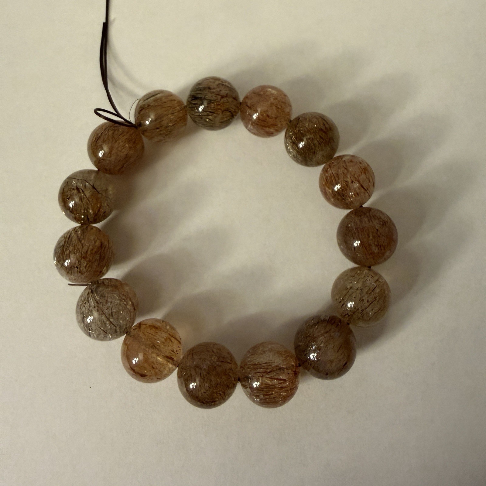 15mm Natural Copper Rutilated Super 7 Quartz Crystal Beads Bead Stretch Bracelet gallery