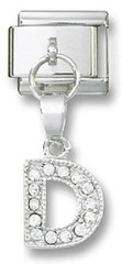 Italian Charm 925 Sterling Dangle Letter D 9 mm Stainless Steel Modular Link