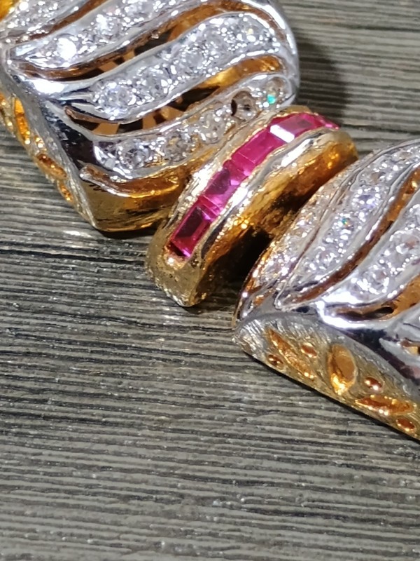 Lab Created Ruby Cubic Zirconia Gold And Silver Tone Bracelet gallery