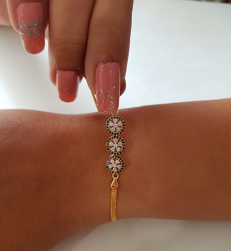 Pure Gold Bracelet 22K Genuine Real Gold Beautiful Flower Ladies Loose Bracelet gallery