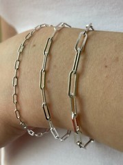 Real Solid Sterling Silver Paperclip Rolo Paper Clip Bracelet 2.5mm-4mm 6-8″