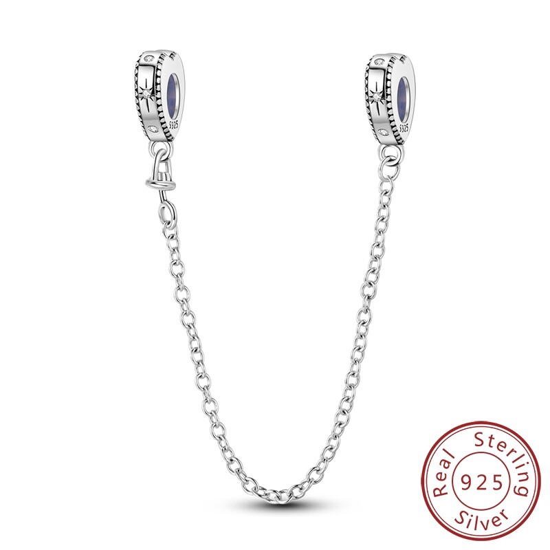 MULA S925 Sterling Silver Safety Chain CZ Dewdrop Love Charm For Women Bracelet gallery