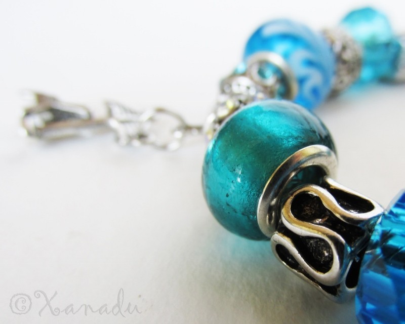 Beach Vacation Turquoise Blue European Charm Bracelet With Turtle And Palm Tree gallery