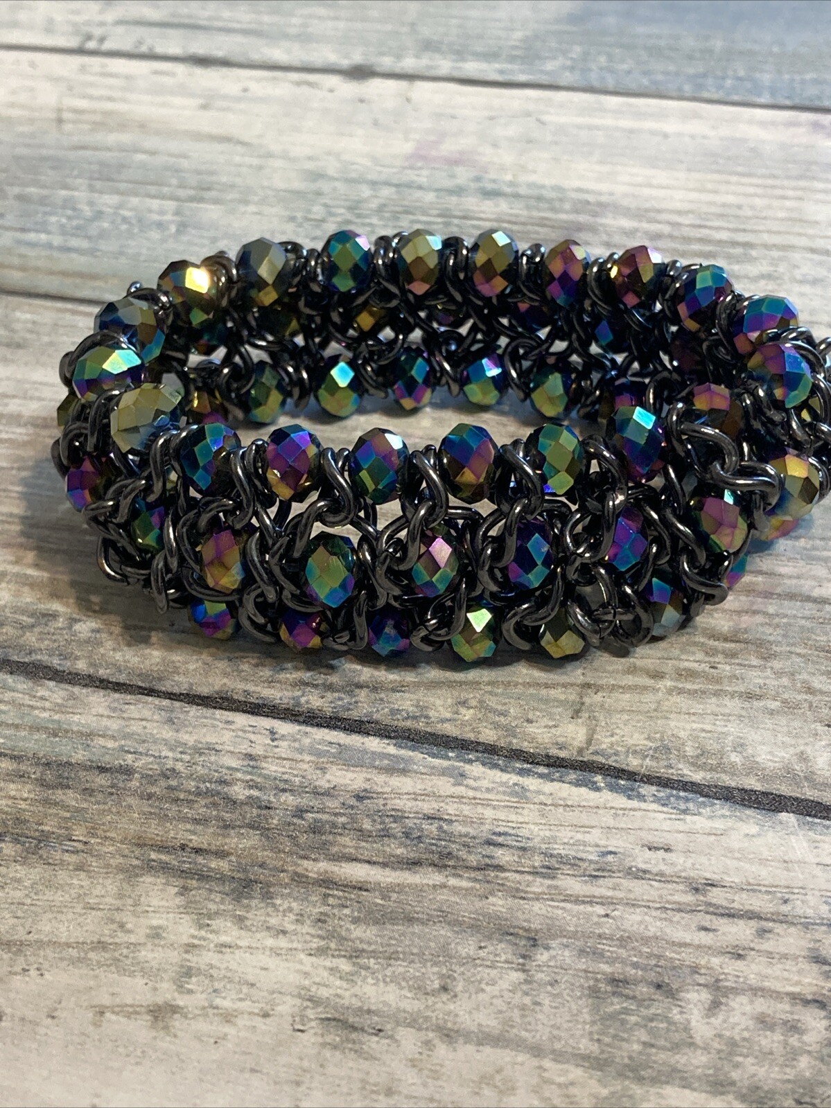 Premier Designs 7" Stretch Bracelet "Vivacious" Aurora Borealis Beads Bracelet gallery