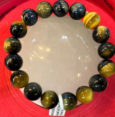Blue/Gold(yellow) Tiger Eye – Naturally Combined – 12 mm Round Beaded Bracelet