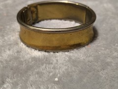 Hermès Gold-Tone Metal Bangle Bracelet Push Lock Round Signed