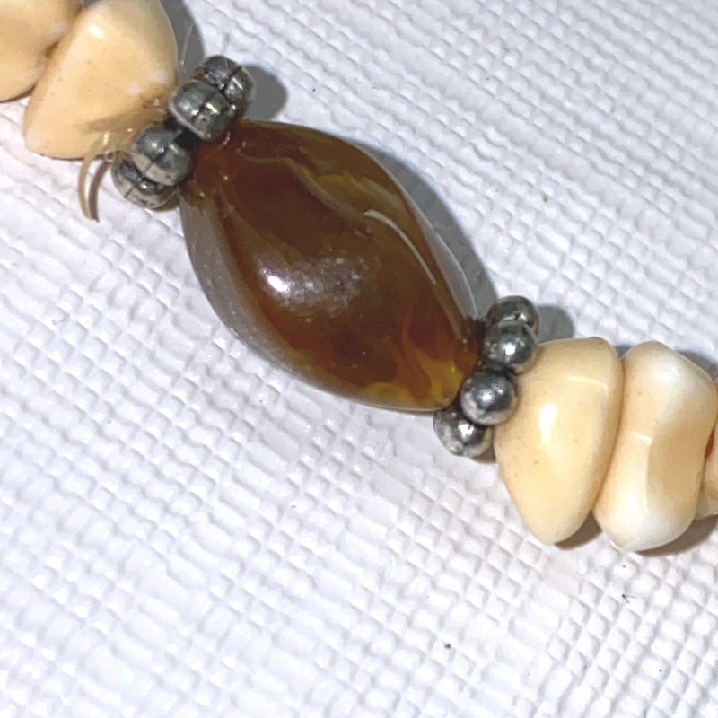 Beaded Stretch Bracelet Brown Seed Beads Cream Beads Stretchy gallery