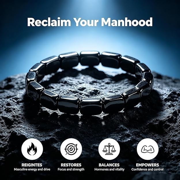 Hematite Bracelet Men - Reignites Masculine Energy, Natural Hematite Stone Be... gallery