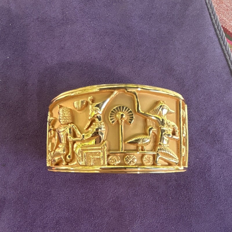 Vintage Avon Elizabeth Taylor Gold Plated Egyptian Wide Cuff Bangle Bracelet gallery