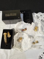 Joan Rivers Interchangeable 5 in 1 Hinged Goldtone By-Pass Bracelet Twist Pearl