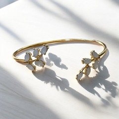 Elegant Opal Gold Plated Leaf Design Bracelet