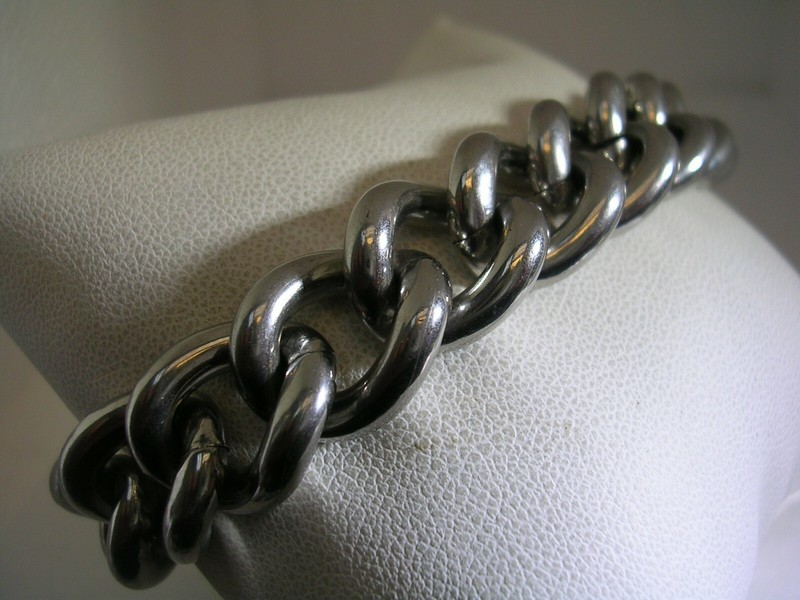 OPEN LINK BRACELET IN STAINLESS STEEL COMES IN 8 1/4", 7 3/4" AND 7" gallery