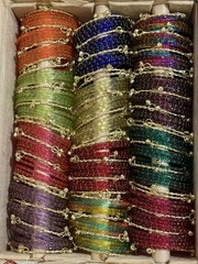 2.8 size glass bangles with Kashmiri bangles combo set of 12 dozen with Box