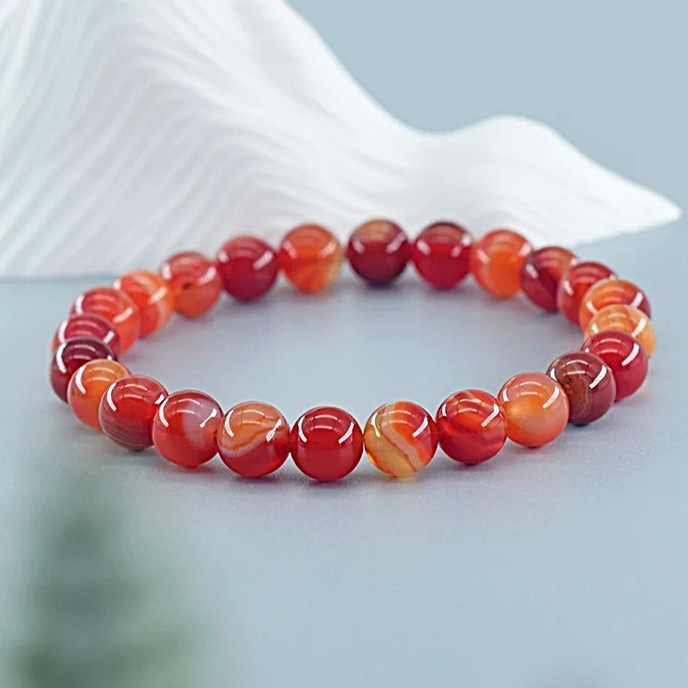 Natural Carnelian 8mm Elastic Beaded Bracelet Healing Reiki Energy Handmade Gift gallery